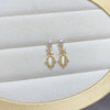 Wholesale Women's Natural Freshwater Pearl Earrings With Alloy Inlaid Artificial Gemstone And Semiprecious Stone In Oblate Shape Retro Style
