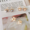 Wholesale Women's Natural Freshwater Pearl Earrings With Alloy Inlaid Gemstones And Fivepointed Star Design