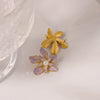 Wholesale Women's Natural Freshwater Pearl Earrings With Artistic Enamel Painted Flower And Geometric Pattern S925 Silver Needle