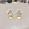 Wholesale Women's Natural Freshwater Pearl Earrings With Cat Claw Design And Oblate Shape