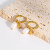 Wholesale Women's Natural Freshwater Pearl Earrings With Star Pendant In Stainless Steel And Pvdp Furnace Real Gold Treatment