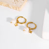 Wholesale Women's Natural Freshwater Pearl Earrings With Star Pendant In Stainless Steel And Pvdp Furnace Real Gold Treatment