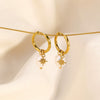 Wholesale Women's Natural Freshwater Pearl Earrings With Star Pendant In Stainless Steel And Pvdp Furnace Real Gold Treatment