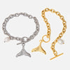 Wholesale Women's Natural Freshwater Pearl Fishtail Bracelet In Stainless Steel With Geometric Pattern French Retro Style