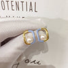 Wholesale Women's Natural Freshwater Pearl Geometric Square Oil Drop Earrings 18K Goldfilled Light Luxury Highend Style