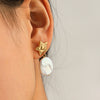 Wholesale Women's Natural Freshwater Pearl Geometric Stainless Steel Electroplated Earrings Minimalist Ins Style Jewelry