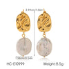Wholesale Women's Natural Freshwater Pearl Geometric Stainless Steel Electroplated Earrings Minimalist Ins Style Jewelry