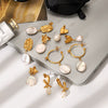 Wholesale Women's Natural Freshwater Pearl Geometric Stainless Steel Electroplated Earrings Minimalist Ins Style Jewelry