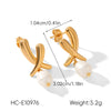 Wholesale Women's Natural Freshwater Pearl Geometric Stainless Steel Electroplated Earrings Minimalist Ins Style Jewelry