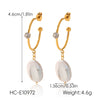 Wholesale Women's Natural Freshwater Pearl Geometric Stainless Steel Electroplated Earrings Minimalist Ins Style Jewelry