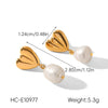 Wholesale Women's Natural Freshwater Pearl Geometric Stainless Steel Electroplated Earrings Minimalist Ins Style Jewelry