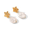 Wholesale Women's Natural Freshwater Pearl Geometric Stainless Steel Electroplated Earrings Minimalist Ins Style Jewelry