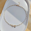 Wholesale Women's Natural Freshwater Pearl Handwoven Geometric Small Square Crystal Evil Eye Pendant Clavicle Chain Necklace
