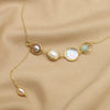 Wholesale Women's Natural Freshwater Pearl Necklace With Crystal Asymmetrical Pendant Geometric Retro Electroplated Jewelry