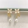 Wholesale Women's Natural Freshwater Pearl Oblate Flat Round Bun Round S925 Sterling Silver 18K Goldfilled Earrings