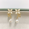 Wholesale Women's Natural Freshwater Pearl Oblate Flat Round Bun Round S925 Sterling Silver 18K Goldfilled Earrings