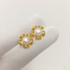 Wholesale Women's Natural Freshwater Pearl Oblate Round Small Flower Earrings 18K Gold Electroplated