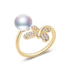 Wholesale Women's Natural Freshwater Pearl Ring Copper With 18K Gold Micro Inlay Aaa Zircon Dragonfly Design