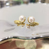 Wholesale Women's Natural Freshwater Pearl Ring Copper With 18K Real Gold Electroplating Flat Round And Rose Buns Round Shape