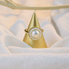 Wholesale Women's Natural Freshwater Pearl Ring Set Geometric Retro Purely Handmade