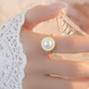 Wholesale Women's Natural Freshwater Pearl Ring Set Geometric Retro Purely Handmade
