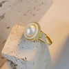 Wholesale Women's Natural Freshwater Pearl Ring Set Geometric Retro Purely Handmade
