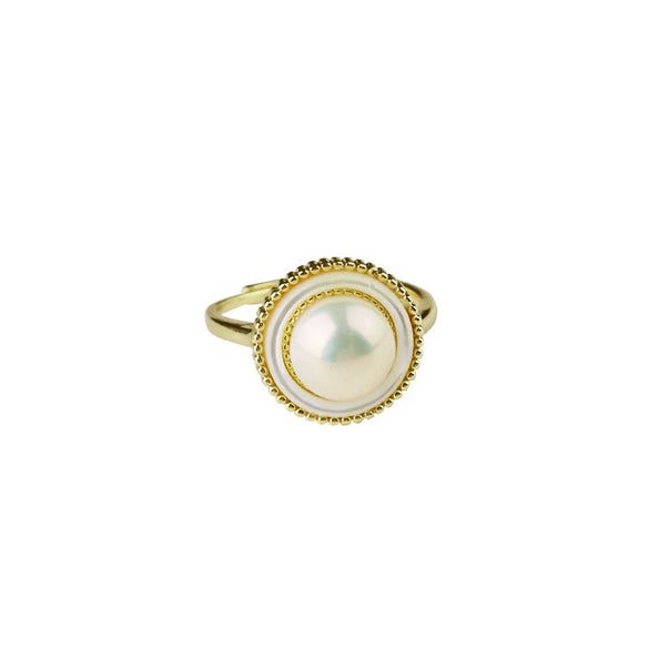 Wholesale Women's Natural Freshwater Pearl Ring Set Geometric Retro Purely Handmade