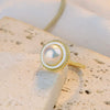 Wholesale Women's Natural Freshwater Pearl Ring Set Geometric Retro Purely Handmade