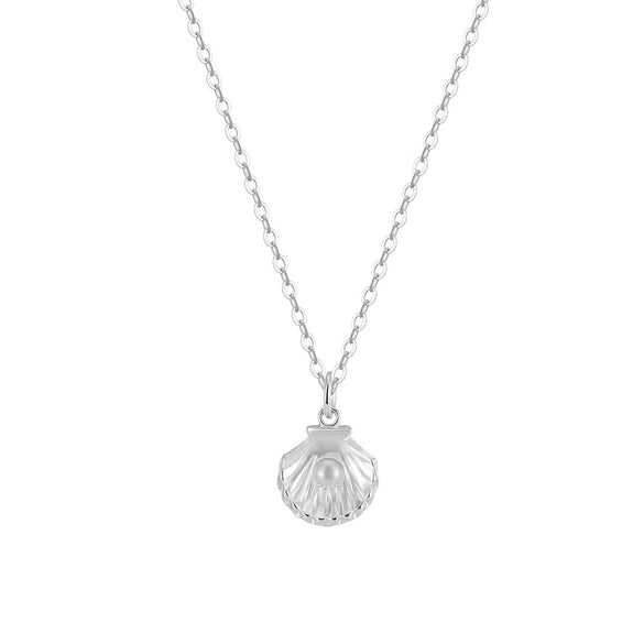 Wholesale Women's Natural Freshwater Pearl Shell Pendant S925 Sterling Silver Clavicle Chain Necklace With Geometric Design And Electroplating