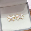 Wholesale Women's Natural Freshwater Pearl Sweet Bow Hypoallergenic 18K Goldfilled Earrings