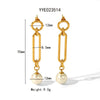 Wholesale Women's Natural Freshwater Pearl Tassel Earrings With Geometric Pattern Pvd Furnace Vacuum Real Gold Plated Stainless Steel Ear Needles Highend Minimalist Accessories