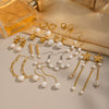 Wholesale Women's Natural Freshwater Pearl Tassel Earrings With Geometric Pattern Pvd Furnace Vacuum Real Gold Plated Stainless Steel Ear Needles Highend Minimalist Accessories