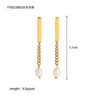 Wholesale Women's Natural Freshwater Pearl Tassel Earrings With Geometric Pattern Pvd Furnace Vacuum Real Gold Plated Stainless Steel Ear Needles Highend Minimalist Accessories