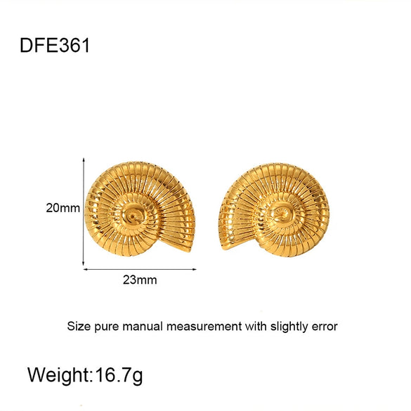 Wholesale Women's Natural Geometric Conch Earrings And Necklace Stainless Steel And Titanium Steel 18K Gold Plated Jewelry