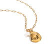 Wholesale Women's Natural Geometric Stainless Steel And Titanium Steel Pearl Hat Pendant Necklace With Electroplating And Snake Bone Chain