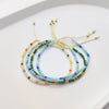 Wholesale Women's Natural Glass And Glaze Cylindrical Bead Handwoven Bracelet With Geometric Pattern