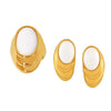 Wholesale Women's Natural Opal And Stainless Steel Ring Earrings With Water Ripple Design Pvd Plated In 18K True Gold