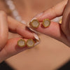 Wholesale Women's Natural Opal Faceted Geometric Hexagonal 316L Stainless Steel 18K Gold Plated Earrings