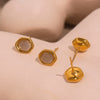 Wholesale Women's Natural Opal Faceted Geometric Hexagonal 316L Stainless Steel 18K Gold Plated Earrings