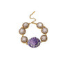 Wholesale Women's Natural Pearl And Amethyst Elegant Palace Style Bracelet Set With 18K Gold Electroplated Jewelry