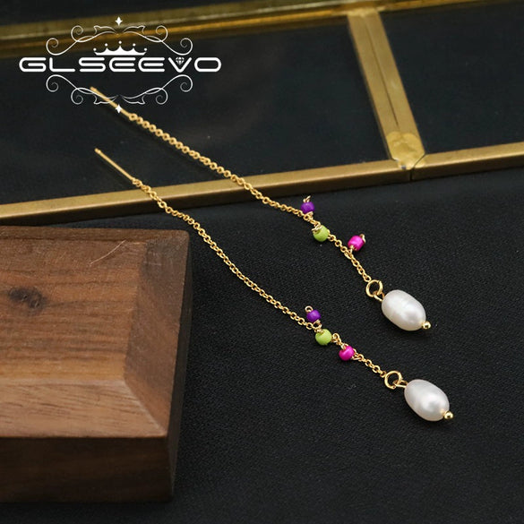 Wholesale Women's Natural Pearl Geometric Earrings With Original Minimalist Design And Electroplating Technique