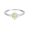 Wholesale Women's Natural Peridot Eyes Pattern Polished Electroplated 925 Silver Ring