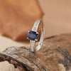 Wholesale Women's Natural Sapphire Ring S925 Sterling Silver Geometric Light Luxury Style Set With Gemstones