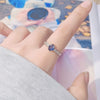 Wholesale Women's Natural Sapphire Ring S925 Sterling Silver Geometric Light Luxury Style Set With Gemstones