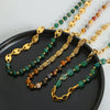 Wholesale Women's Natural Stone Agate Pig Nose Titanium Steel Necklace With O Shaped Chain Knot Braided Chain And Electroplated Geometric Design
