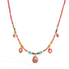 Wholesale Women's Natural Stone And Stainless Steel Flowershaped Pendant Beaded Necklace With Pvd Furnace Vacuum Real Gold Plating