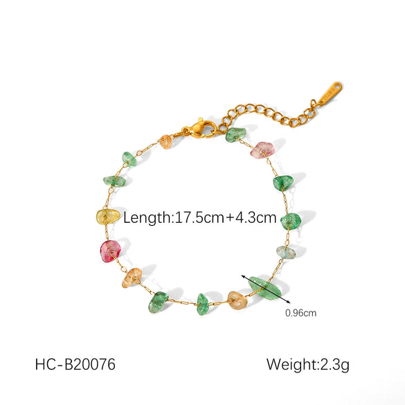 Wholesale Women's Natural Stone And Stainless Steel Geometric Beaded Necklace With Electroplating Design