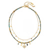 Wholesale Women's Natural Stone And Stainless Steel Geometric Vintage Handbeaded Clavicle Chain Necklace With Brass Star Pendant And Electroplating