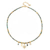 Wholesale Women's Natural Stone And Stainless Steel Geometric Vintage Handbeaded Clavicle Chain Necklace With Brass Star Pendant And Electroplating