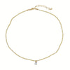 Wholesale Women's Natural Stone Beaded Stainless Steel Zircon Necklace Small Fresh Geometric Handmade Design